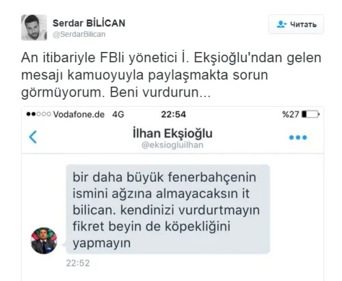 "Fənərbaxça" rəsmisi jurnalisti ölümlə hədələdi - FOTO 