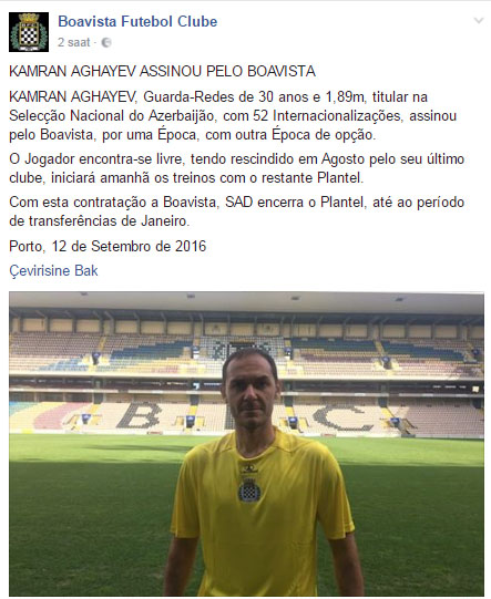 Kamran Ağayev rəsmən Portuqaliya klubunda - FOTO