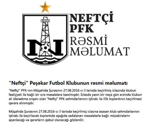 "Neftçi" satılıb - Artıq "Xalq komandası" deyil