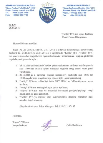 "Neftçi"nin Gəncədə baş verənlərlə bağlı - BƏYANATI 