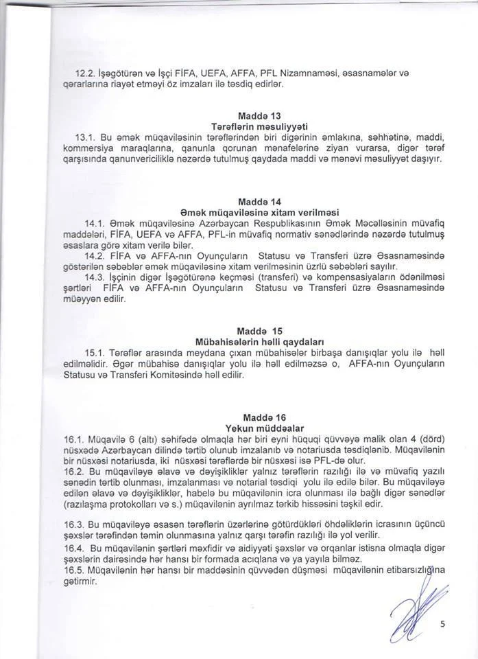 Rauf "İnter"lə müqaviləsinin surətini yaydı - FOTOLAR 