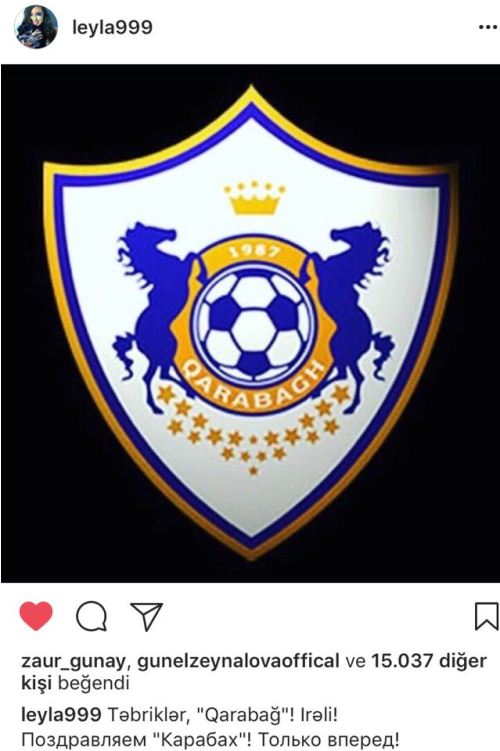 Leyla Əliyeva "Qarabağ"ı belə təbrik etdi - FOTO