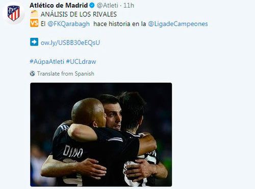 “Atletiko”dan “Qarabağ” paylaşımı: “Tarix yaradan..." - FOTO