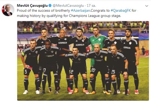 Türkiyənin XİN başçısından "Qarabağ"a təbrik - FOTO