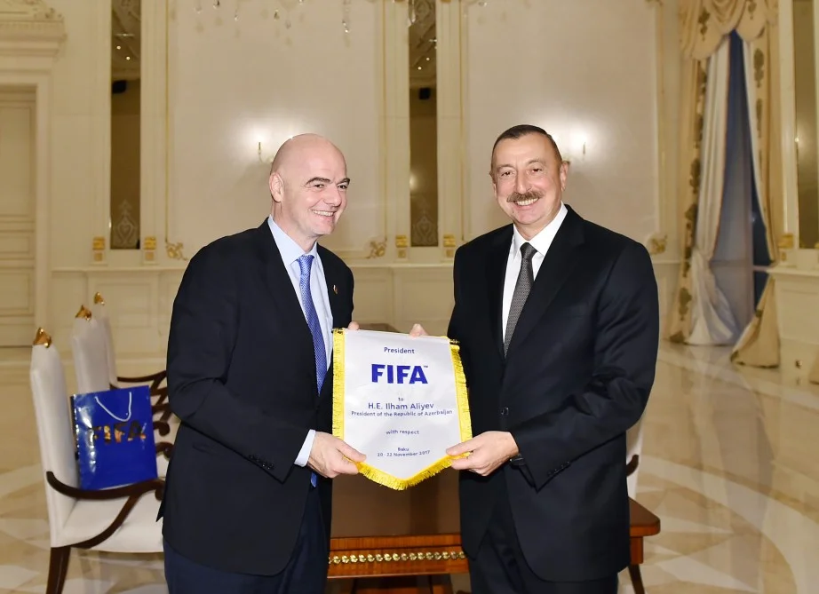 İlham Əliyev FIFA-nın prezidentini və baş katibini qəbul etdi - FOTOLAR 