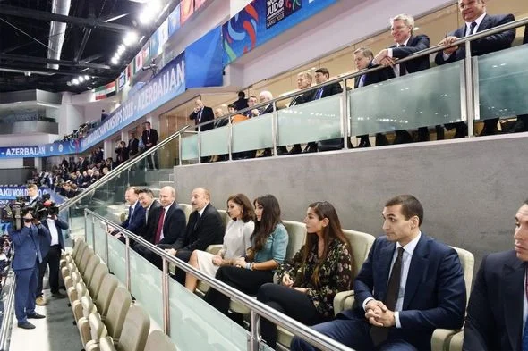 İlham Əliyev və Putin cüdo yarışlarını izləyib (FOTOLAR) 