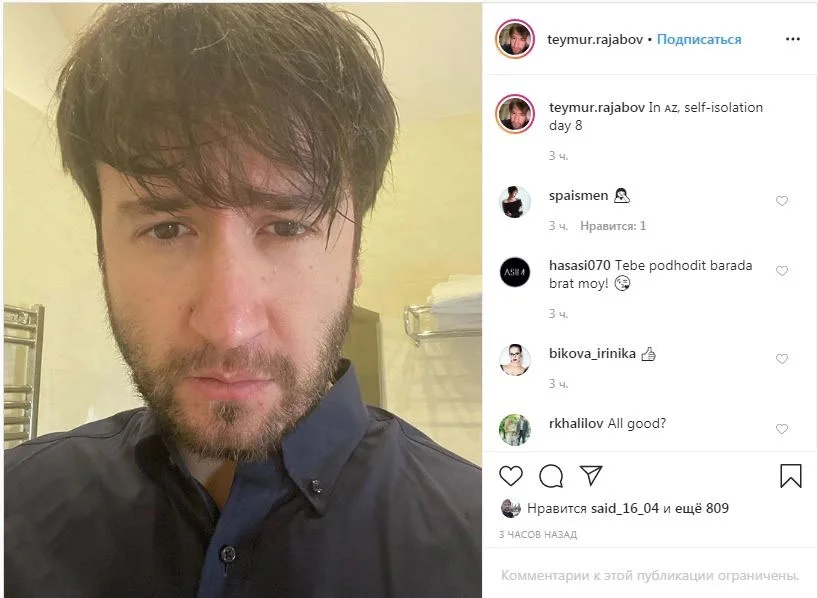 Teymur Rəcəbov özünü karantinə aldı - FOTO 