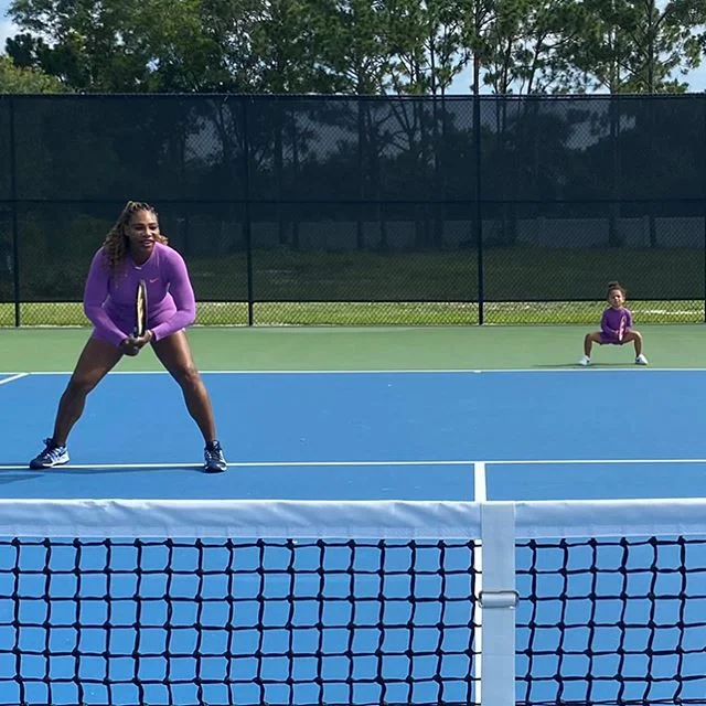 Serena Uilyams 2 yaşlı qızı ilə birlikdə məşq etdi - FOTOLAR 
