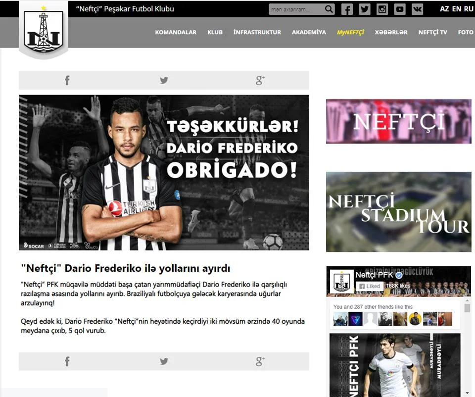 “Neftçi”nin transfer yalanı - Dario Frederiko düyünü 