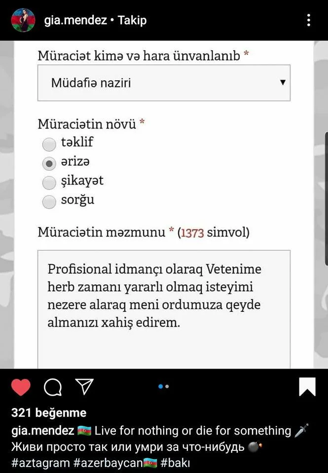 Azərbaycanda məşhur xanım məşqçi əsgərliyə getmək üçün müraciət etdi - FOTO 