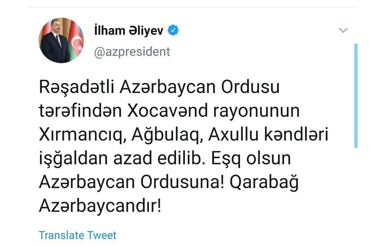 Azərbaycanın daha üç kəndi işğaldan azad edildi 