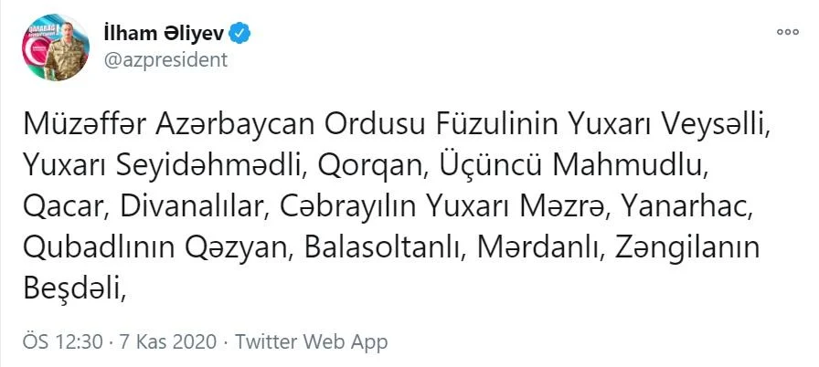 Prezident açıqladı: Bu kəndlər də azad edildi 