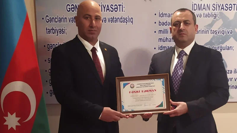 Arpaçay Karate Klubunun rəhbəri Milli Məclisin Gənclər və idman komitəsinin Fəxri Fərmanı ilə təltif olunub 