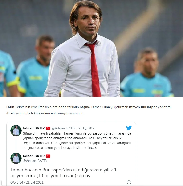 "Bursaspor" Tamer Tunadan imtina etdi - SƏBƏB 
