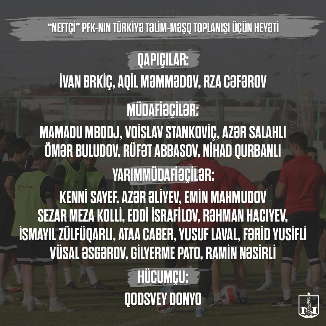 “Neftçi” Boluya 23 futbolçu ilə yollanır - SİYAHI 