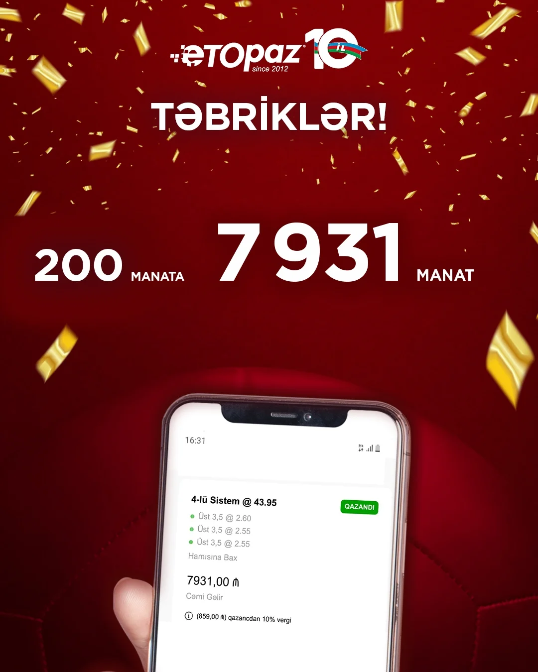 "ETOPAZ"da böyük uduşlar 