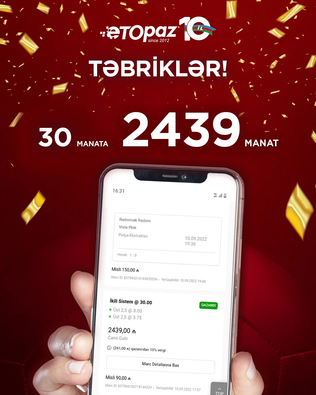 "ETOPAZ"da böyük uduşlar 