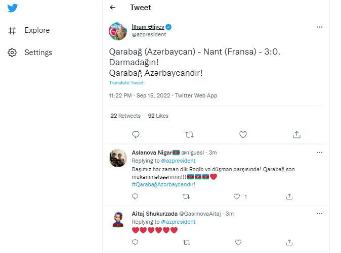 Prezidentdən “Qarabağ” – “Nant” matçı ilə bağlı PAYLAŞIM 