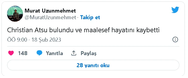 Zəlzələdə itkin düşən Atsunun ölüsü tapıldı 