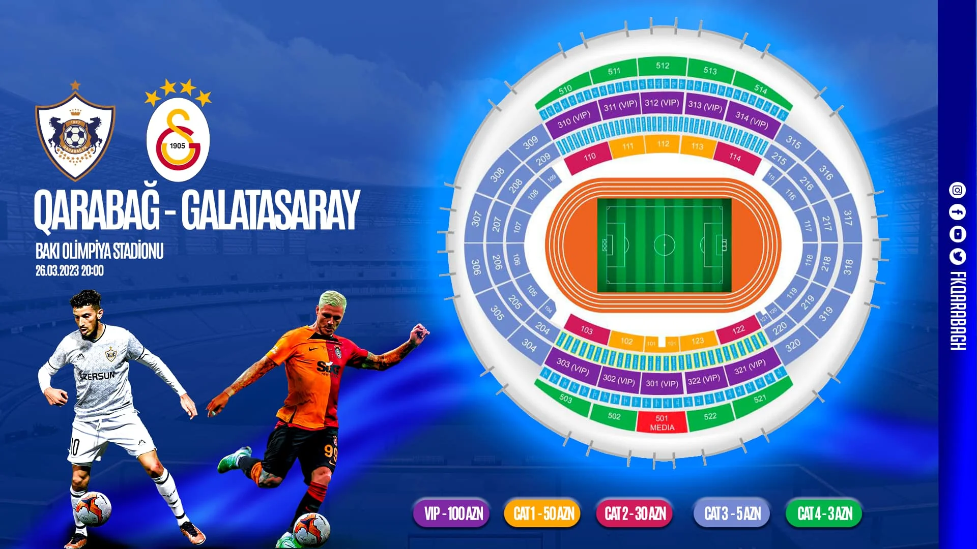 "Qarabağ" - "Qalatasaray" oyununa biletlərin qiyməti bəlli oldu 