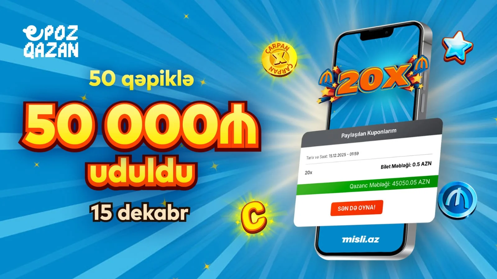 Misli.az-da ardıcıl 2 böyük uduş! 