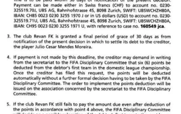 FIFA-dan "Rəvan"a növbəti zərbə 