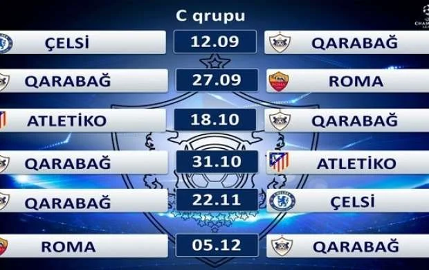 "Qarabağ"ın oynayacağı stadionlar və saatlar 