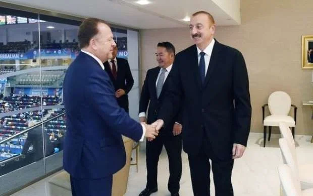 İlham Əliyev və Putin cüdo yarışlarını izləyib (FOTOLAR) 