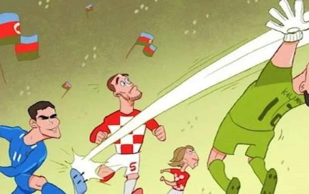 Məşhur karikaturaçı millimizin qolunu çəkdi: "Ay sağol Ramil Şeydayev" 