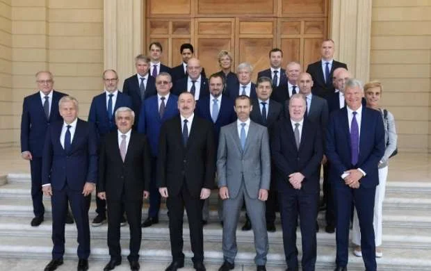 UEFA və PSJ  başqanı Azərbaycan prezidentinin qəbulunda - FOTO 