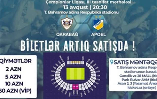 "Qarabağ" - APOEL matçının biletləri satışda 