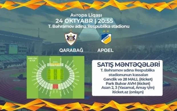 "Qarabağ" - APOEL oyununun biletləri sabah satışa çıxarılacaq 