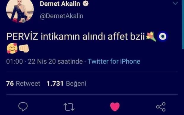 Demet Akalından Pərvizlə bağlı paylaşım: "İntiqamın alındı" - FOTO 