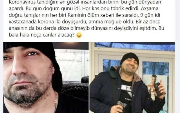 Azərbaycanda faciə: Ana oğlunun doğum günündə koronavirusdan ölməsinə dözmədi 