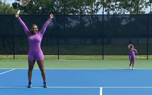 Serena Uilyams 2 yaşlı qızı ilə birlikdə məşq etdi - FOTOLAR 