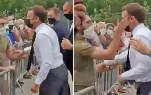 Fransa prezidentinə sillə vuran şəxs görün kim imiş - FOTO/VİDEO 