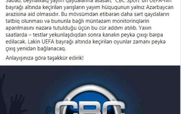 "CBC Sport"da vacib yenilik - AÇIQLAMA 