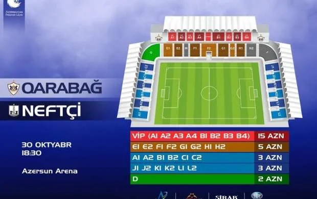"Qarabağ" - "Neftçi" oyununun biletləri satışa çıxarılır 