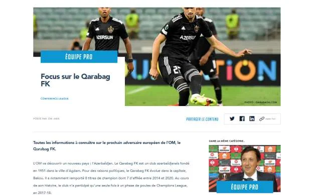 "Olimpik Marsel" "Qarabağ"ı incələdi 