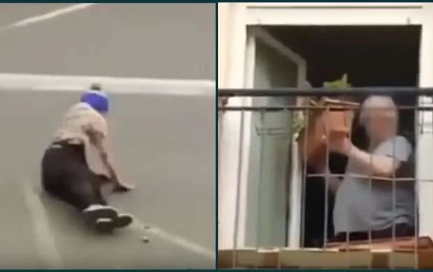 "Ölümsüz" skeytbordçunun başına dibçək atdılar - VİDEO 