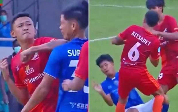 Futbolçu rəqibini karate fəndi ilə nokauta saldı - VİDEO 