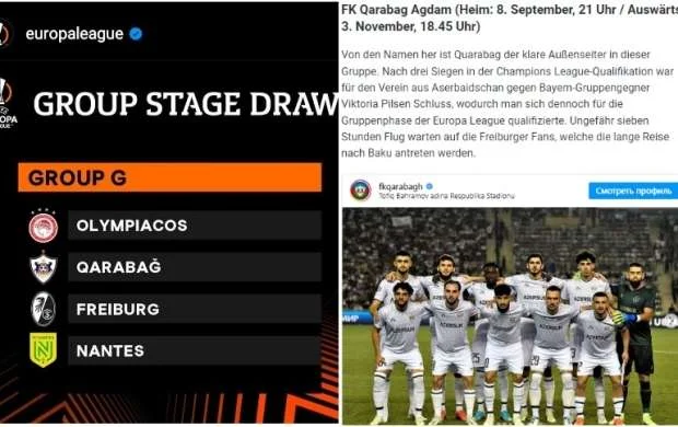 Almaniya saytı "Olimpiakos"u favorit görür, "Qarabağ"ı isə... 