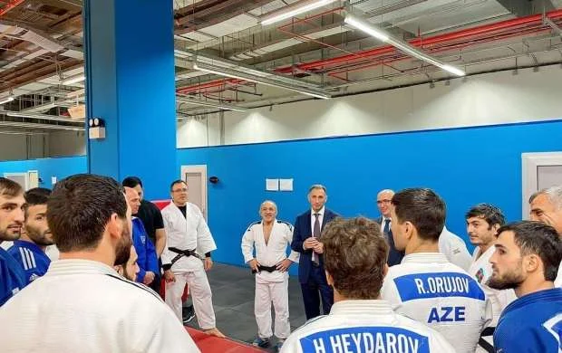 Rəşad Nəbiyev cüdoçuların DÇ öncəsi məşq prosesini izlədi 