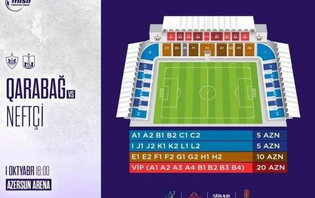 "Qarabağ" - "Neftçi" oyununa buletlərin qiyməti bilindi 