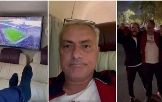 Mourinyu "Roma"nın qələbəsini dayanacaqda izlədi - Video 