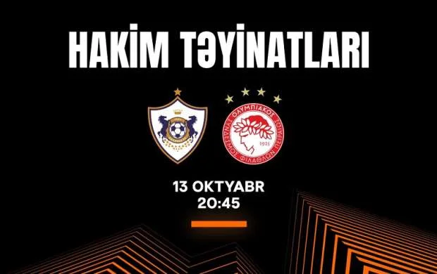 "Qarabağ" - "Olimpiakos" oyununun hakimləri bəlli oldu 