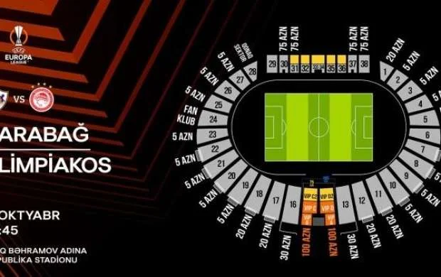 "Qarabağ" - "Olimpiakos" oyunu üçün daha 300 bilet satışa çıxarıldı 