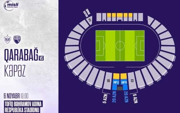 “Qarabağ” – “Kəpəz” matçının biletləri satışa çıxarıldı 