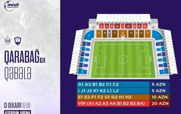 “Qarabağ” - “Qəbələ” matçının biletləri satışa çıxarılır 