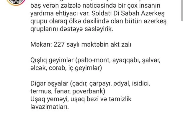 "Sabah" da Türkiyəyə yardım kampaniyasına qoşuldu - AÇIQLAMA 